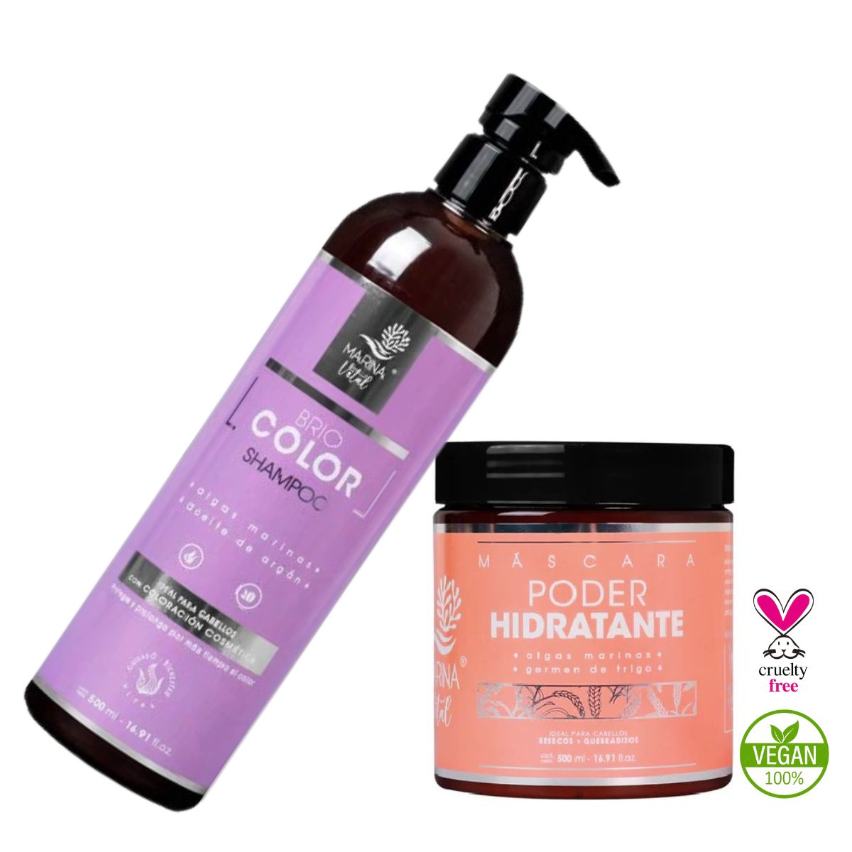 MARINA VITAL - Shampoo Briocolor 500 ml Y Mascara Poder Hidratante 500 ml Marina Vital