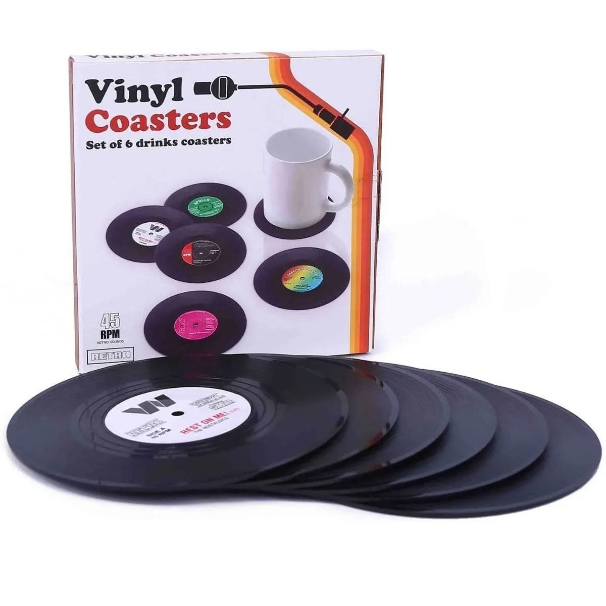 GENERICO - Set 6 Posavasos Musical Vinilo Calidad Premium
