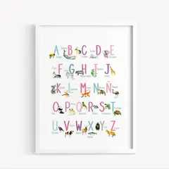DECORACION PAJARITO - Cuadro decorativo Abecedario Animal ABC Pinks