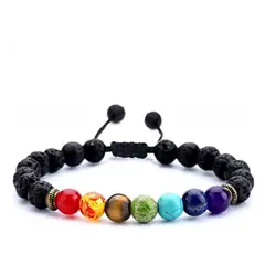 BELIDASHOP - Pulsera Ajustable 7 Chakras Piedras Volcánicas
