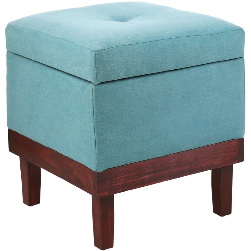 GENERICO - Pouf Baúl Emilia Celeste Grabado 45x45x46 cm Máxima Design