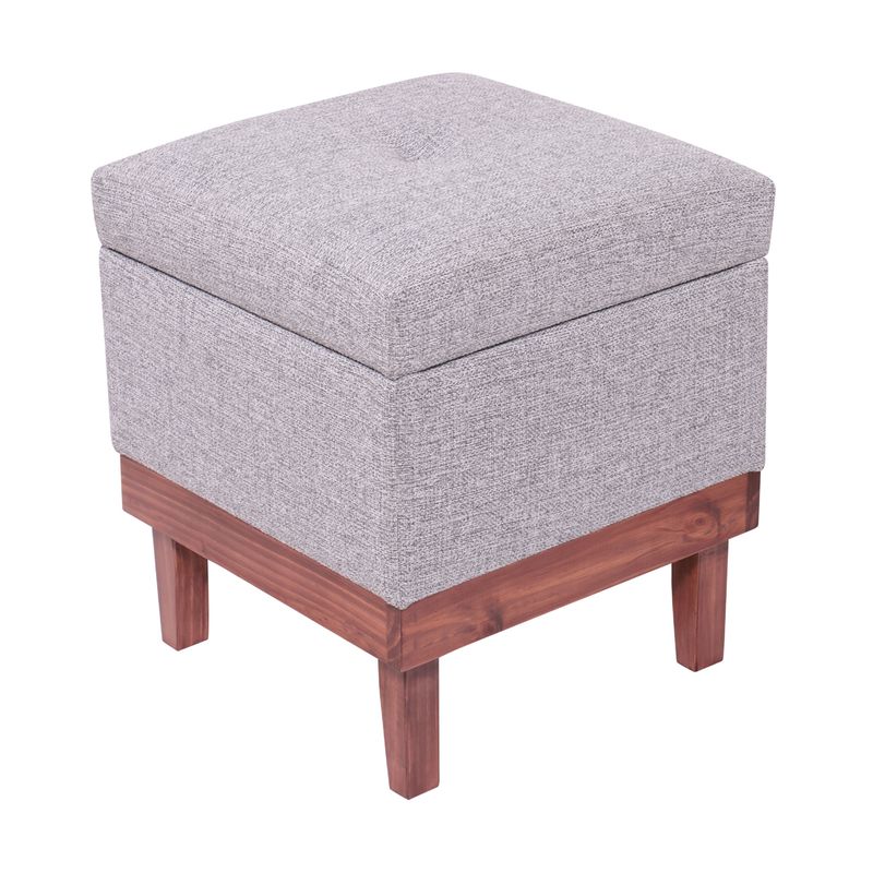 GENERICO - Pouf Baúl Emilia Gris Claro Omega 45x45x46 cm Máxima Design