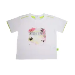 PILLIN - Polera Palmeras Algodón Verano Niño Blanco