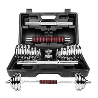 Set De Mancuernas 30 kg Acero Cromadas Barra y Maletín