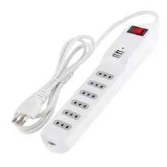 MACROTEL - Alargador corriente Zapatilla 6 tomas 2 USB 2.1A