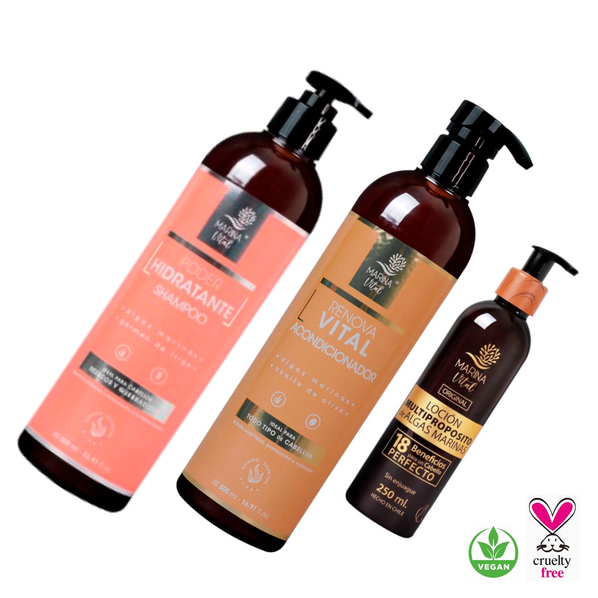 MARINA VITAL - Shampoo Poder Hidratante Acondicionador Y Locion Multiproposito