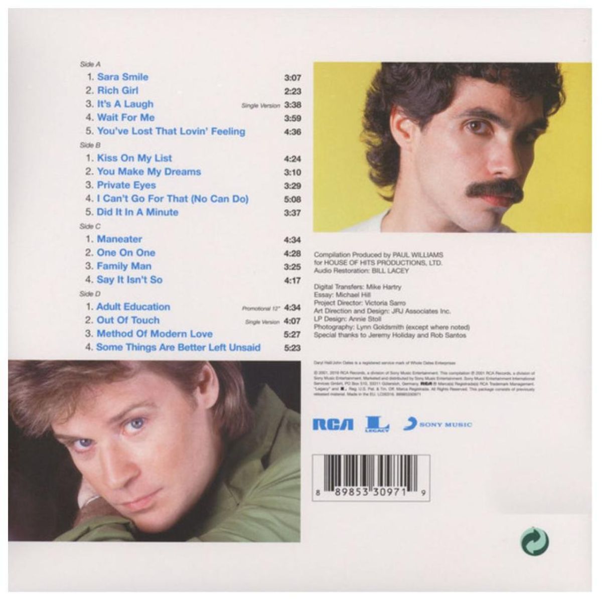 HITWAY MUSIC - DARYL HALL AND JOHN OATES - THE VERY BEST OF 2LP HITWAY