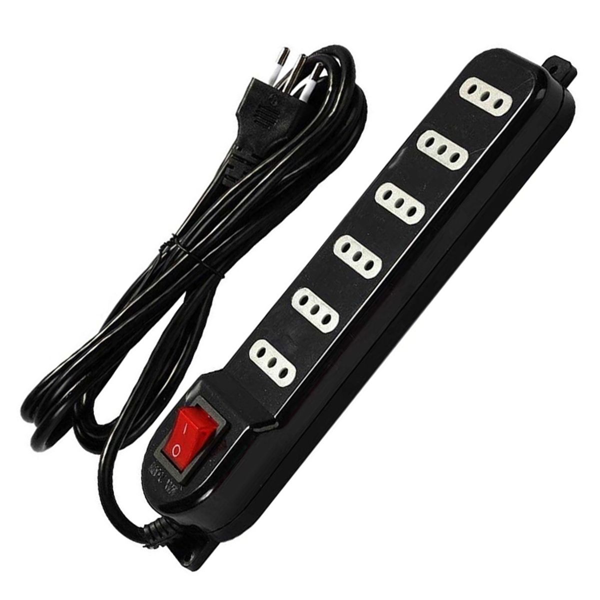 MACROTEL - Alargador corriente Zapatilla Enchufe 6 tomas Negro