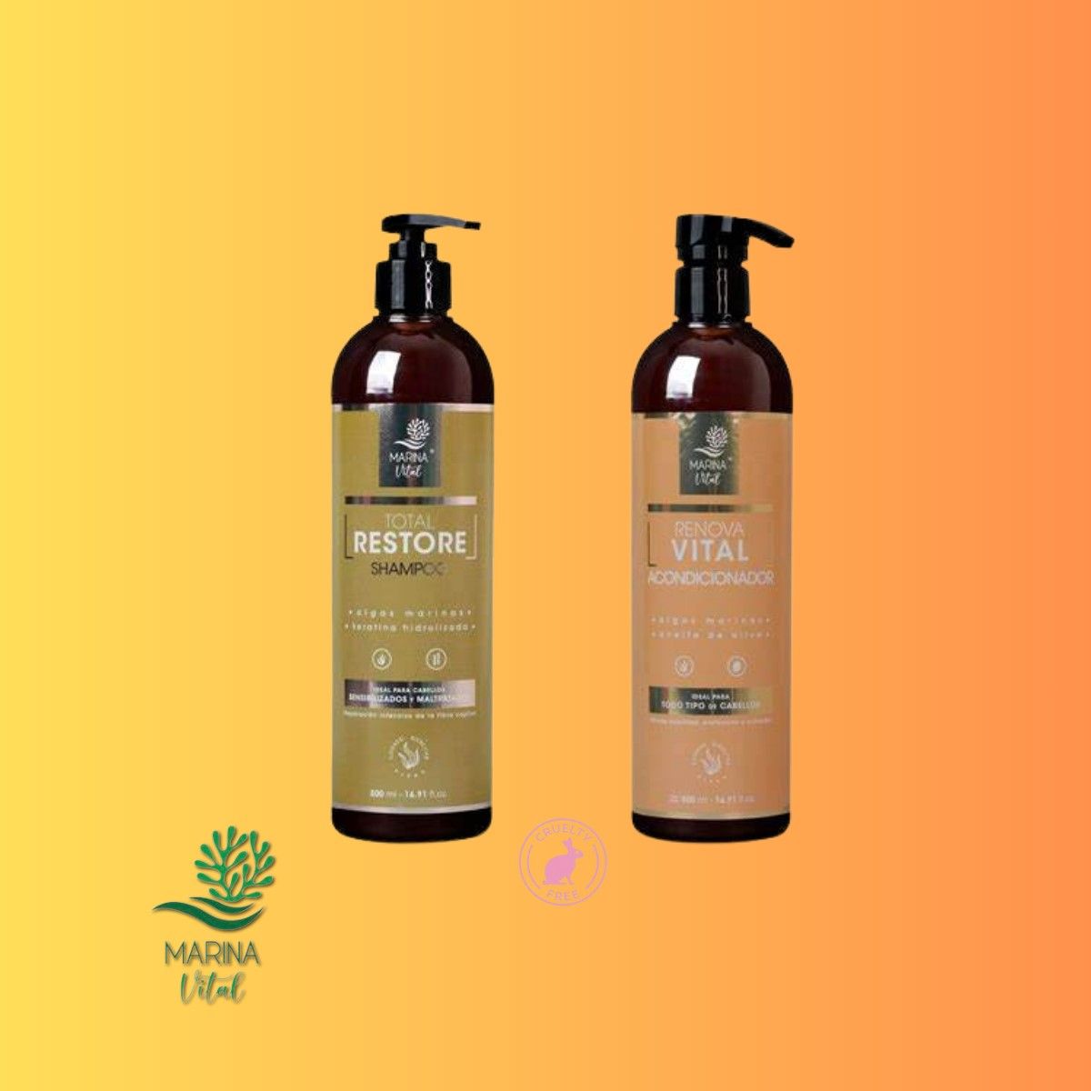 MARINA VITAL - Shampoo Total Restore y Acondicionador 500 ml c/u
