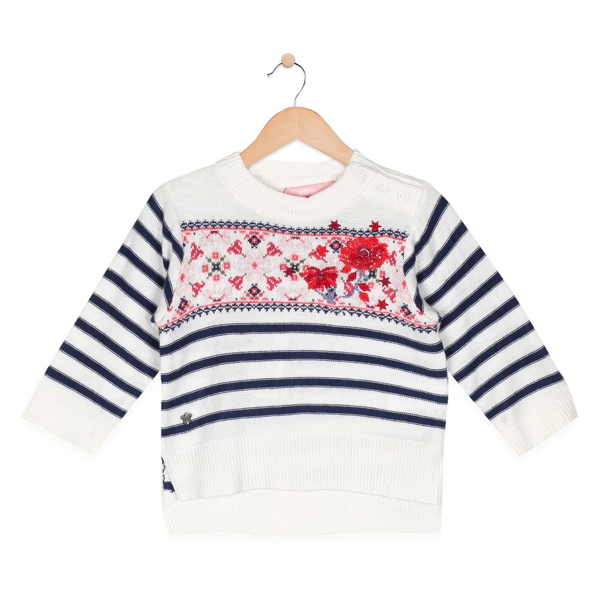 PILLIN - Sweater Bebe Algodón Verano Niña Blanco PILLIN