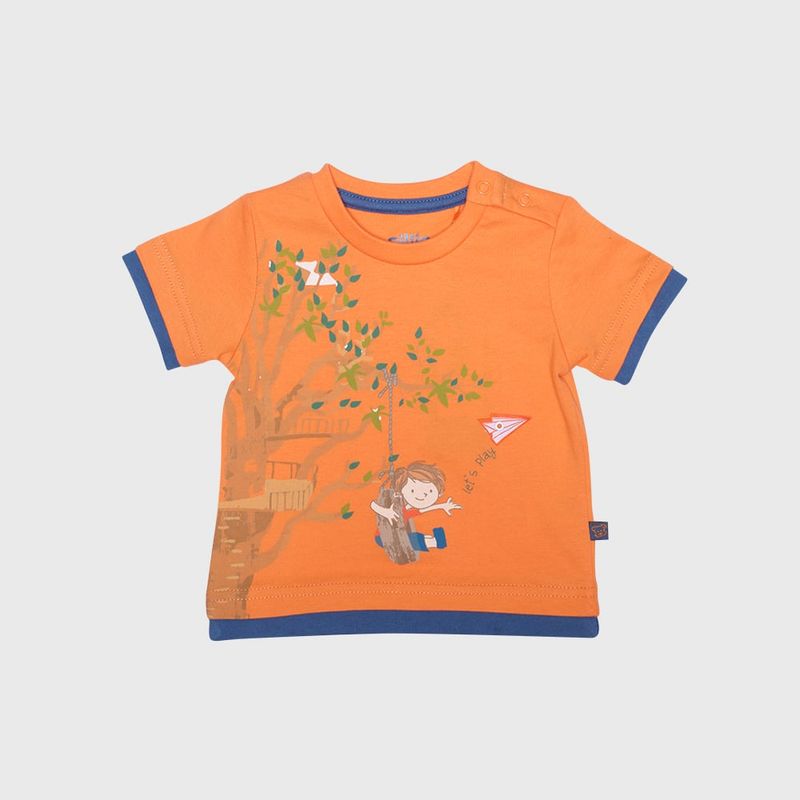 PILLIN - Polera Bebé Algodón Verano Niño Naranja PILLIN