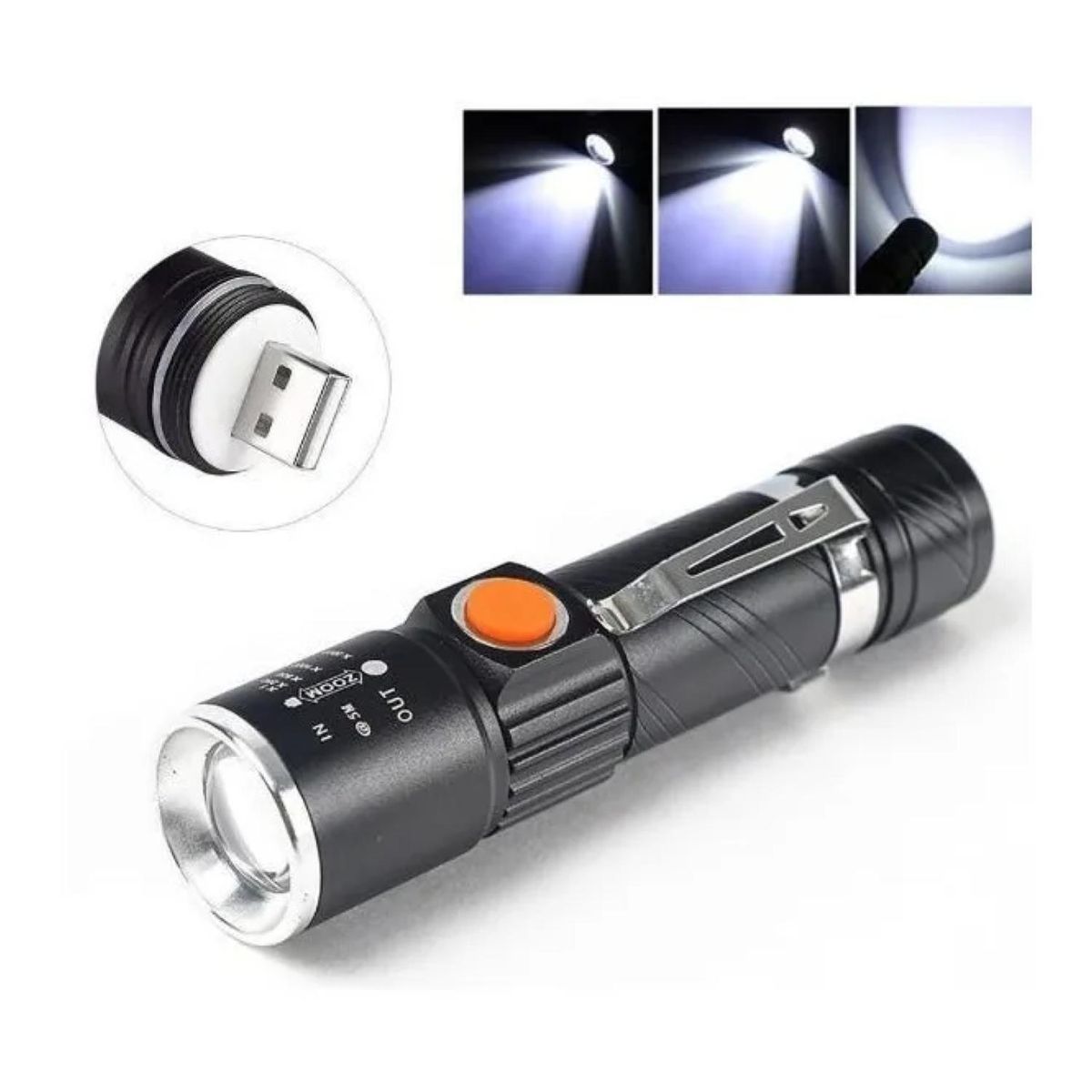 TECNOLAB - Linterna Led Cree Recargable USB 3000L Zoom Tecnolab