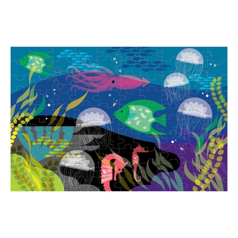 MUDPUPPY - PUZZLE 100PCS QUE BRILLA EN LA OSCURIDAD, BAJO EL MAR