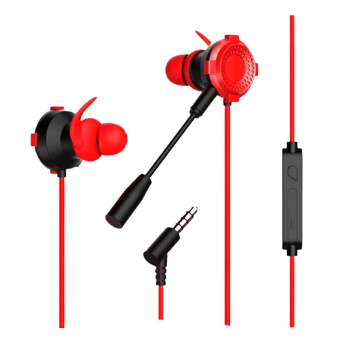 YOOKIE - Audífonos jack 3.5 In-Ear Gamer Rojo sonido HD para telefono PC