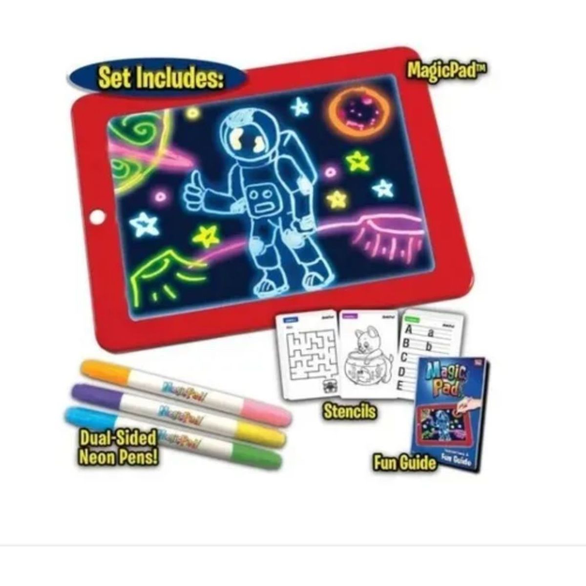 GENERICO - Bloc Pizarra De Dibujo Mágico Luz Led  Plumones.