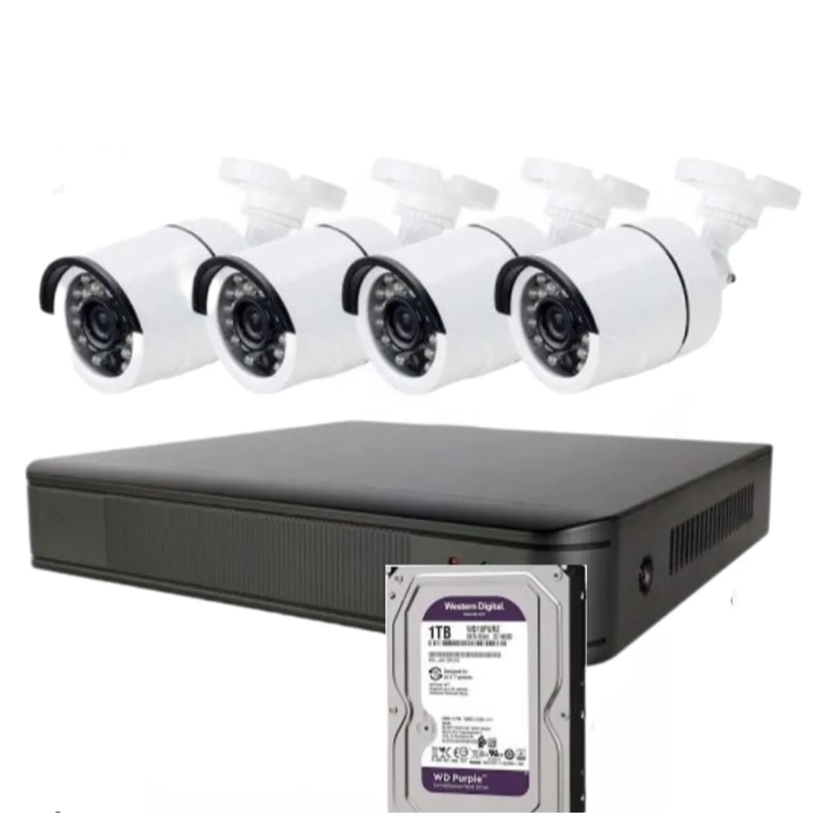 ARTIHOGAR - Kit Cctv 4 Cámaras 2 MP con Disco Duro 1 Terabyte Full HD