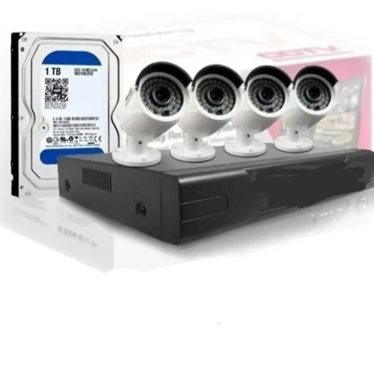 ARTIHOGAR - Kit Cctv 4 Cámaras 2 MP con Disco Duro 1 Terabyte Full HD