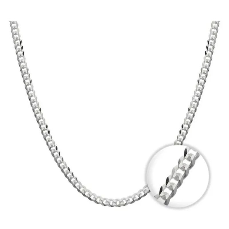GENERICO - Cadena plata 925 eslabón grumet cubano 60cm 3mm