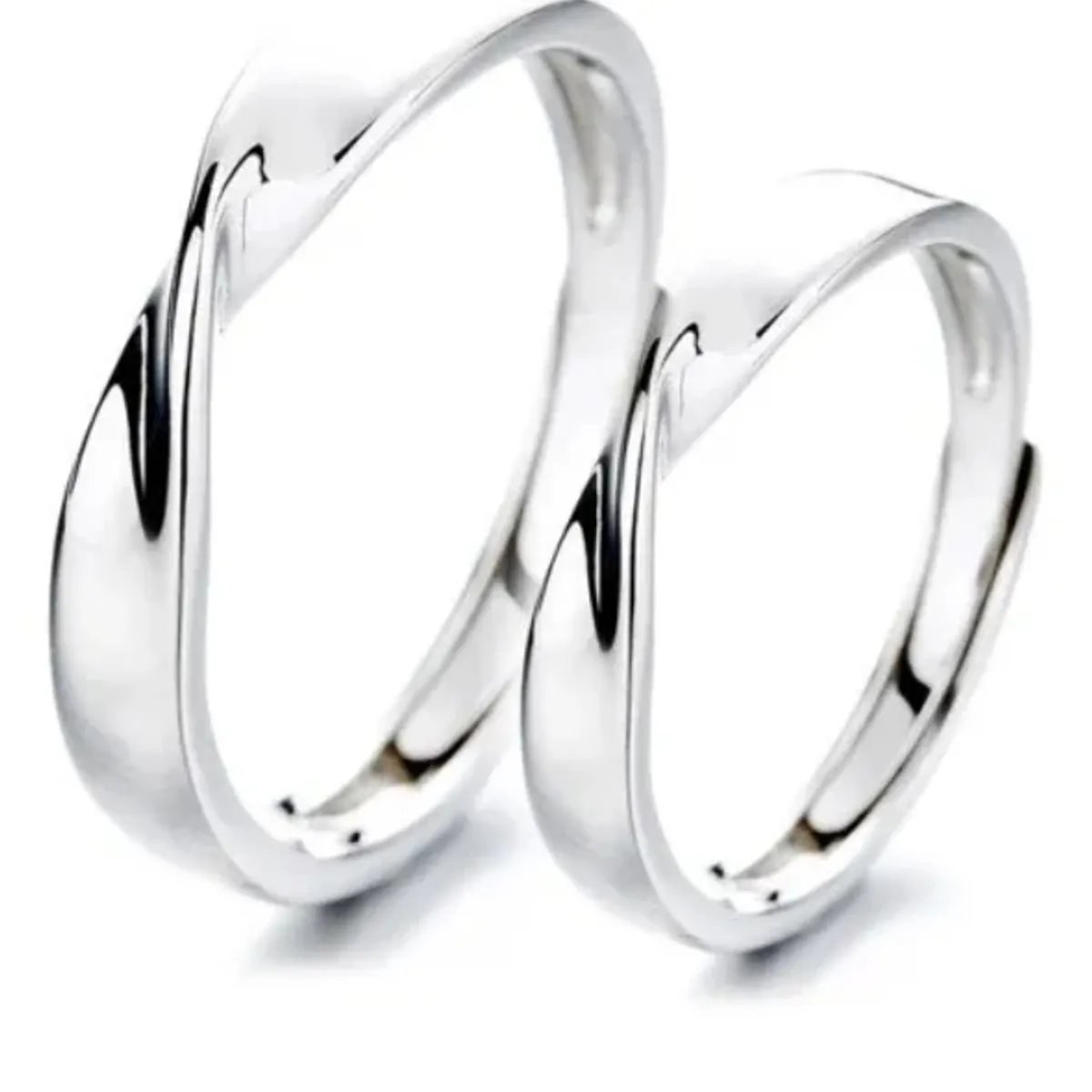 GENERICO - Anillos parejas ajustables amor infinito ilusión plata 925