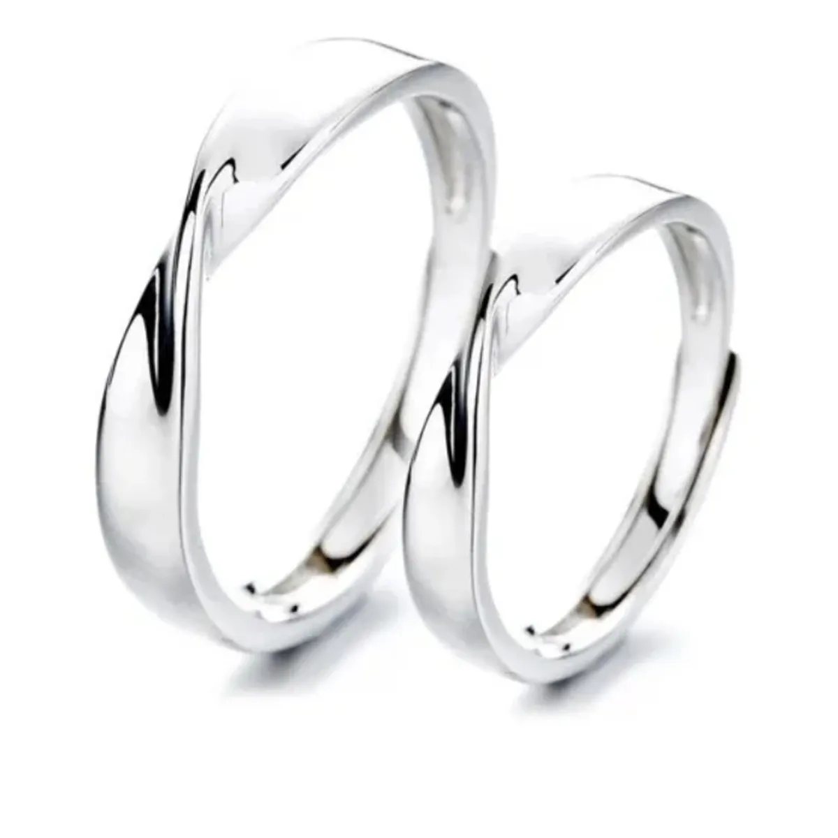 GENERICO - Anillos parejas ajustables amor infinito ilusión plata 925