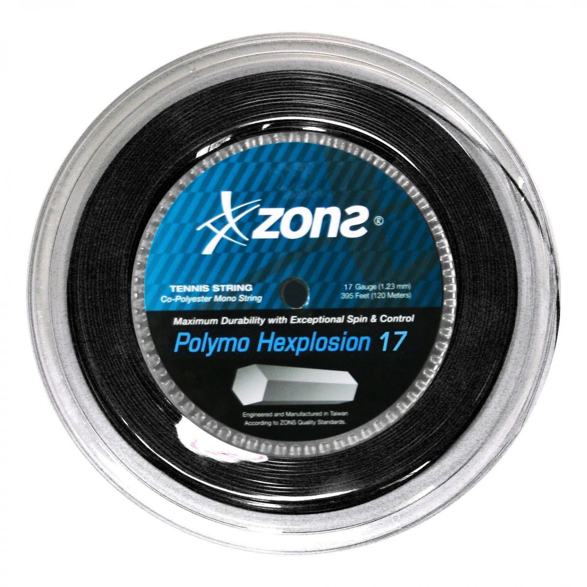ZONS - CUERDA DE TENIS ZONS POLYMO HEXPLOSION 17L/1.23MM NEGRA 120