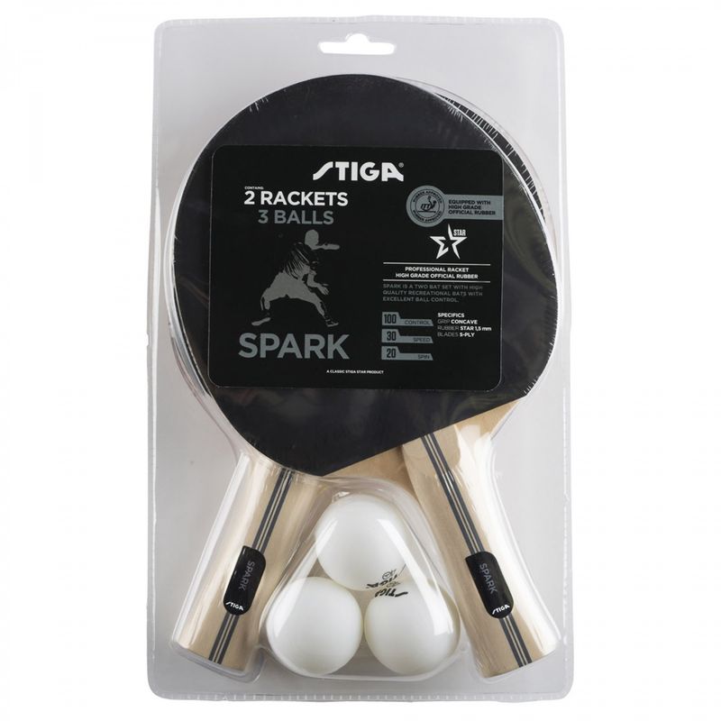 STIGA - SET TENIS DE MESA SPARK HOBBY - 2 PALETAS - 3 PELOTAS