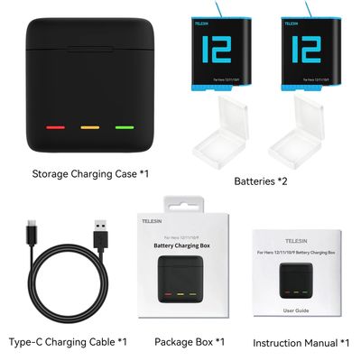 Imagen 2 del producto Cargador Cerrado Triple + 2 Baterías Para Gopro 12/11/10/9