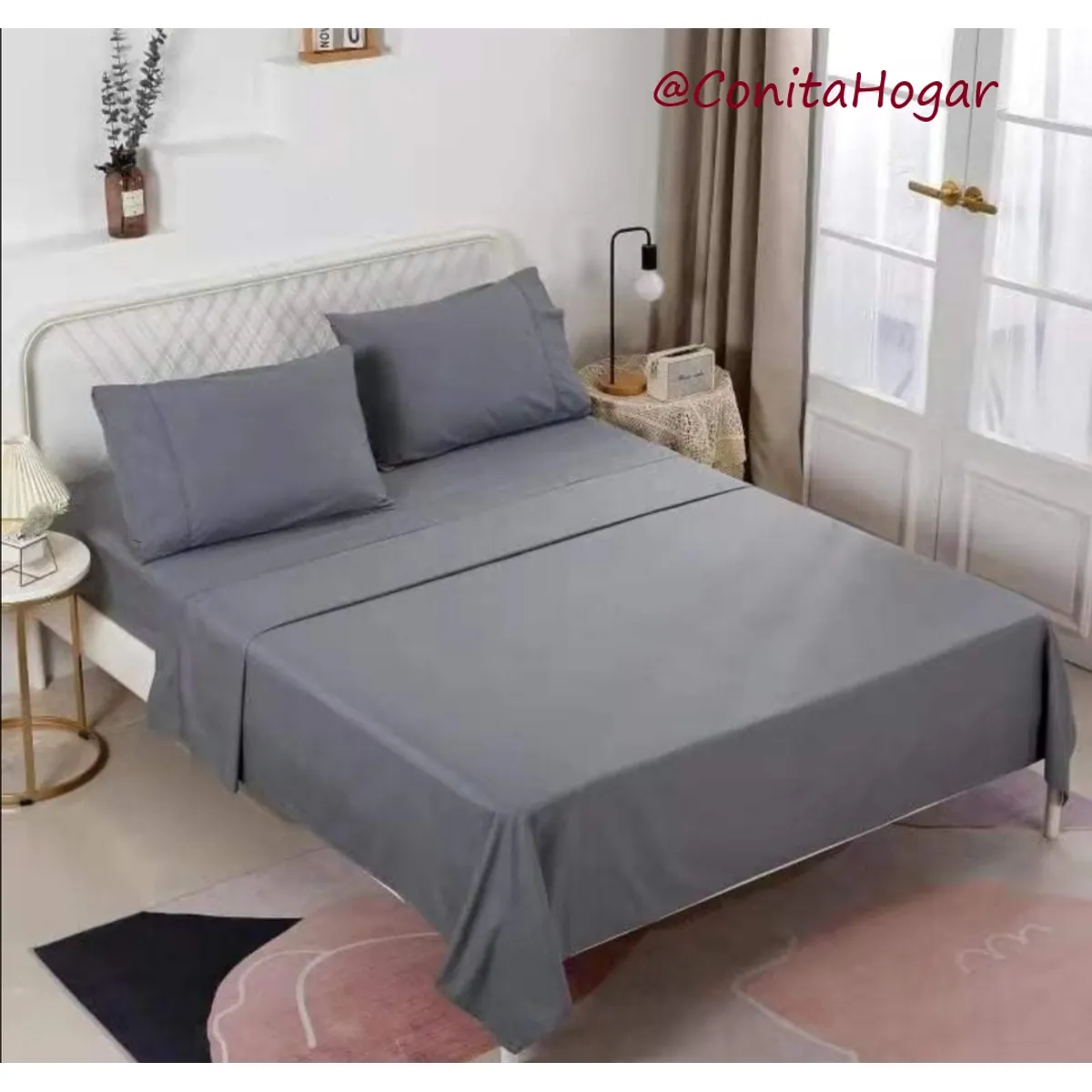 GENERICO - Juego de Sabana de 1.5 Plaza Gris