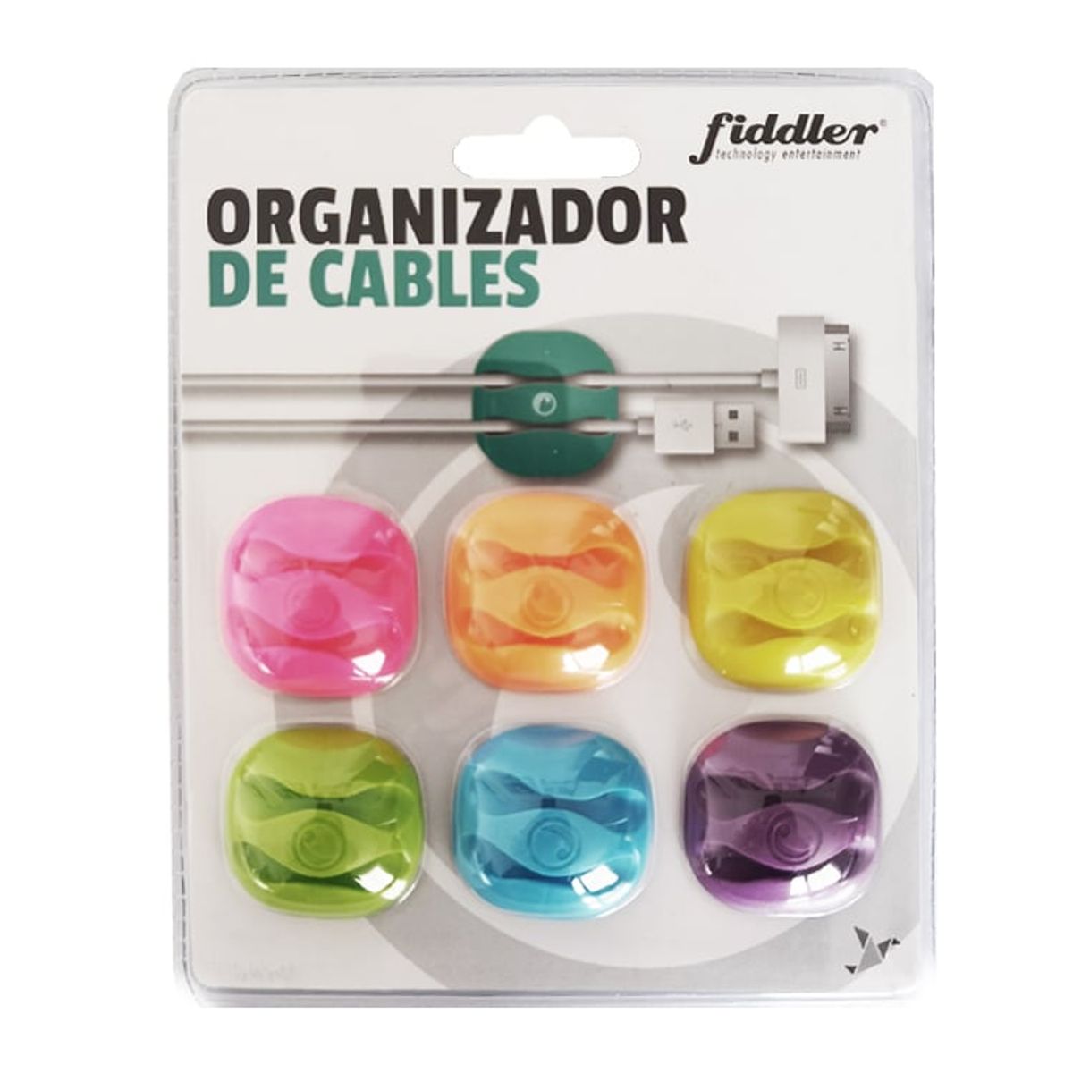 FIDDLER - Organizador protector cables escritorio muebles x 6