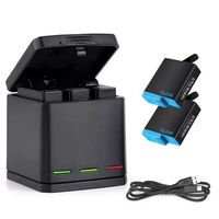 Cargador Triple + 2 Baterias Para Gopro Hero 5 6 7 8 Black