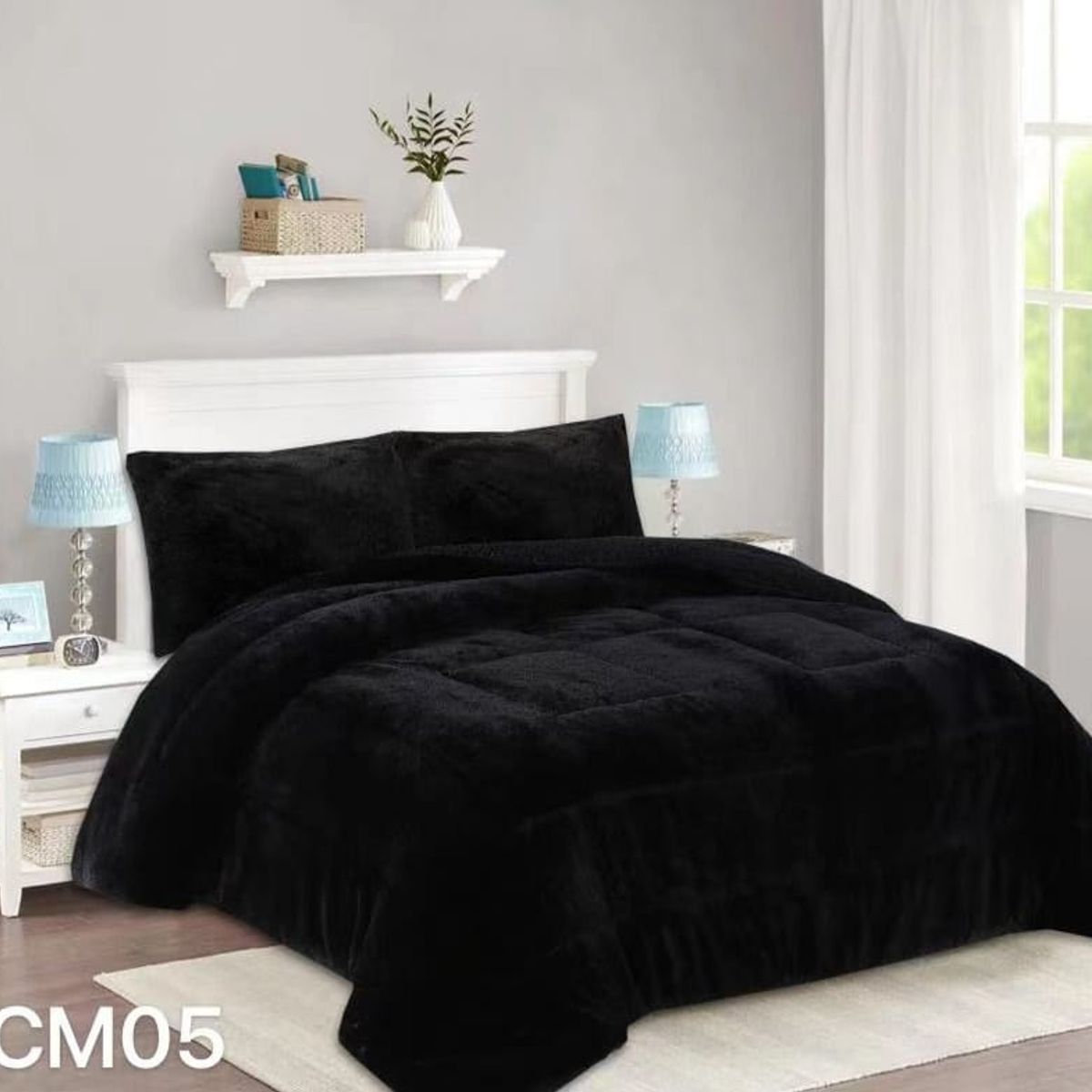 GENERICO - Cobertor Peludo Cama King - Negro