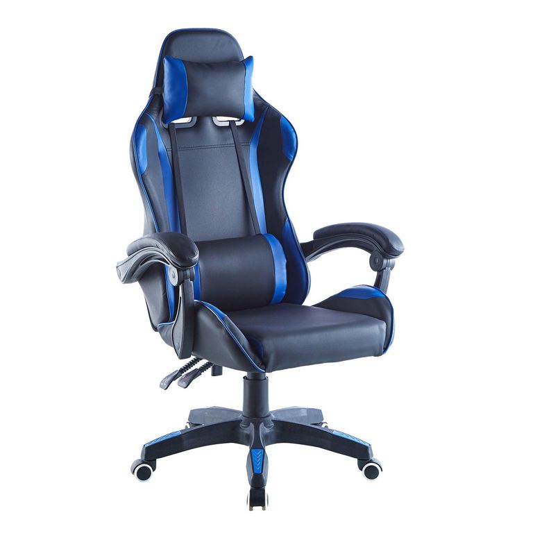 Silla de Escritorio Oficina Gamer Reclinable Ergonomica - Azul Negro
