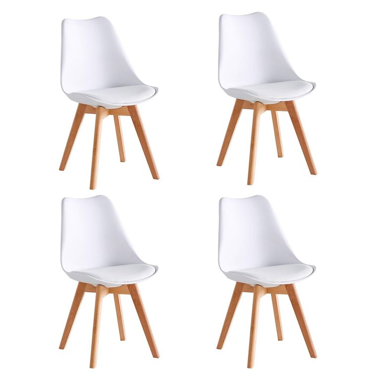 Pack x4 Sillas de Comedor Tulip Blanca - Blanco Blanco