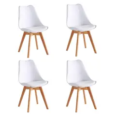 MIDTOWN - Pack x4 Sillas de Comedor Tulip Blanca - Blanco