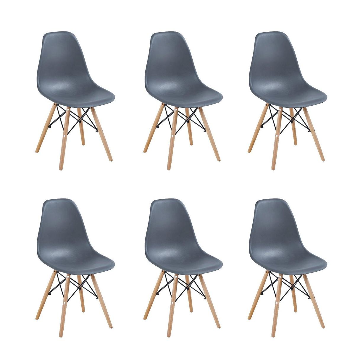 MIDTOWN - Pack x6 Sillas de Comedor Eames Gris Midtown - Gris oscuro
