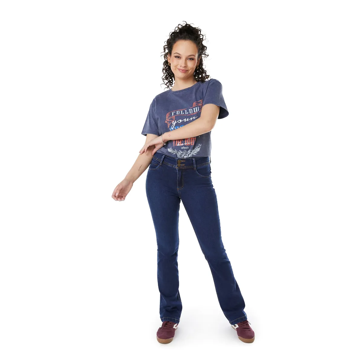 EFESIS - Jeans Straight Tiro Medio Mujer Efesis