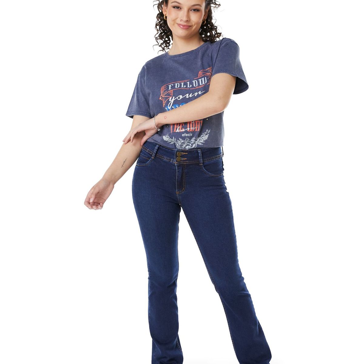 EFESIS - Jeans Straight Tiro Medio Mujer Efesis