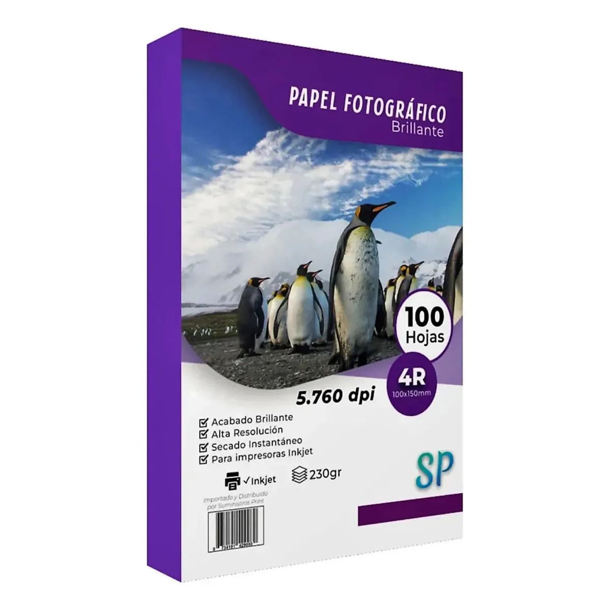 GENERICO - Papel Fotográfico Glossy 4R (10x15) 230 g X 100 Hojas SP