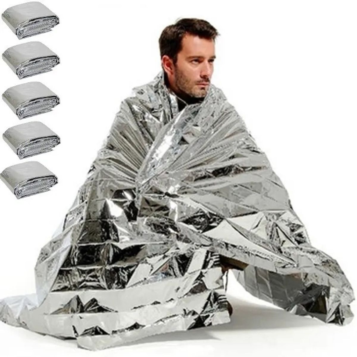 EOLAND - Pack X5 Manta Térmica Aluminio Emergencia Camping Supervivencia