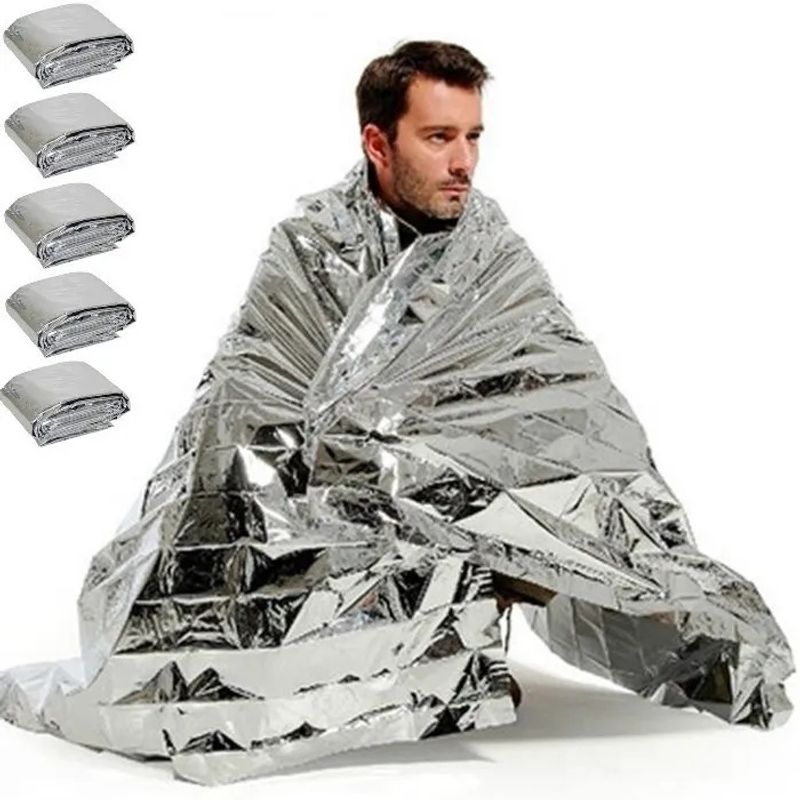 GENERICO - Pack X5 Manta Térmica Aluminio Emergencia Camping Supervivencia