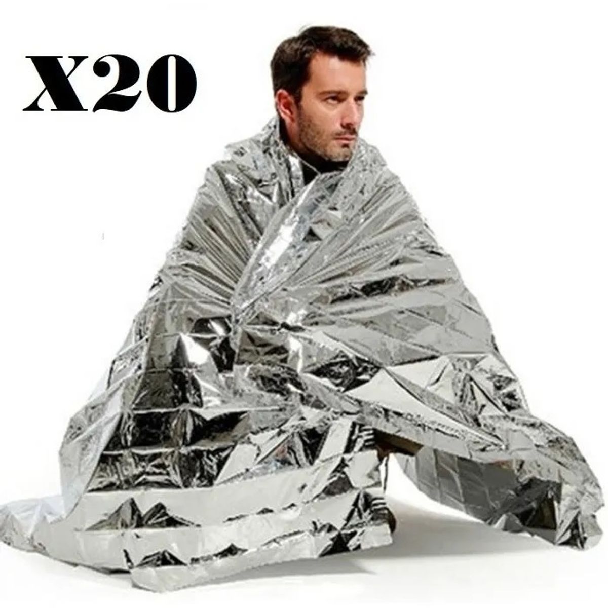 EOLAND - Pack X20 Manta Térmica Aluminio Emergencia Camping Supervivencia