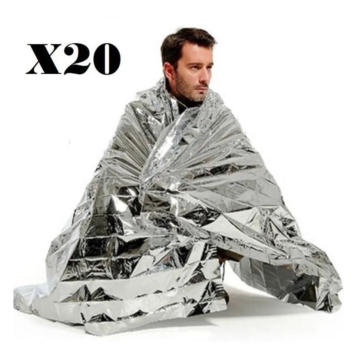 EOLAND - Pack X20 Manta Térmica Aluminio Emergencia Camping Supervivencia