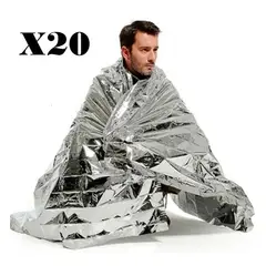 EOLAND - Pack X20 Manta Térmica Aluminio Emergencia Camping Supervivencia