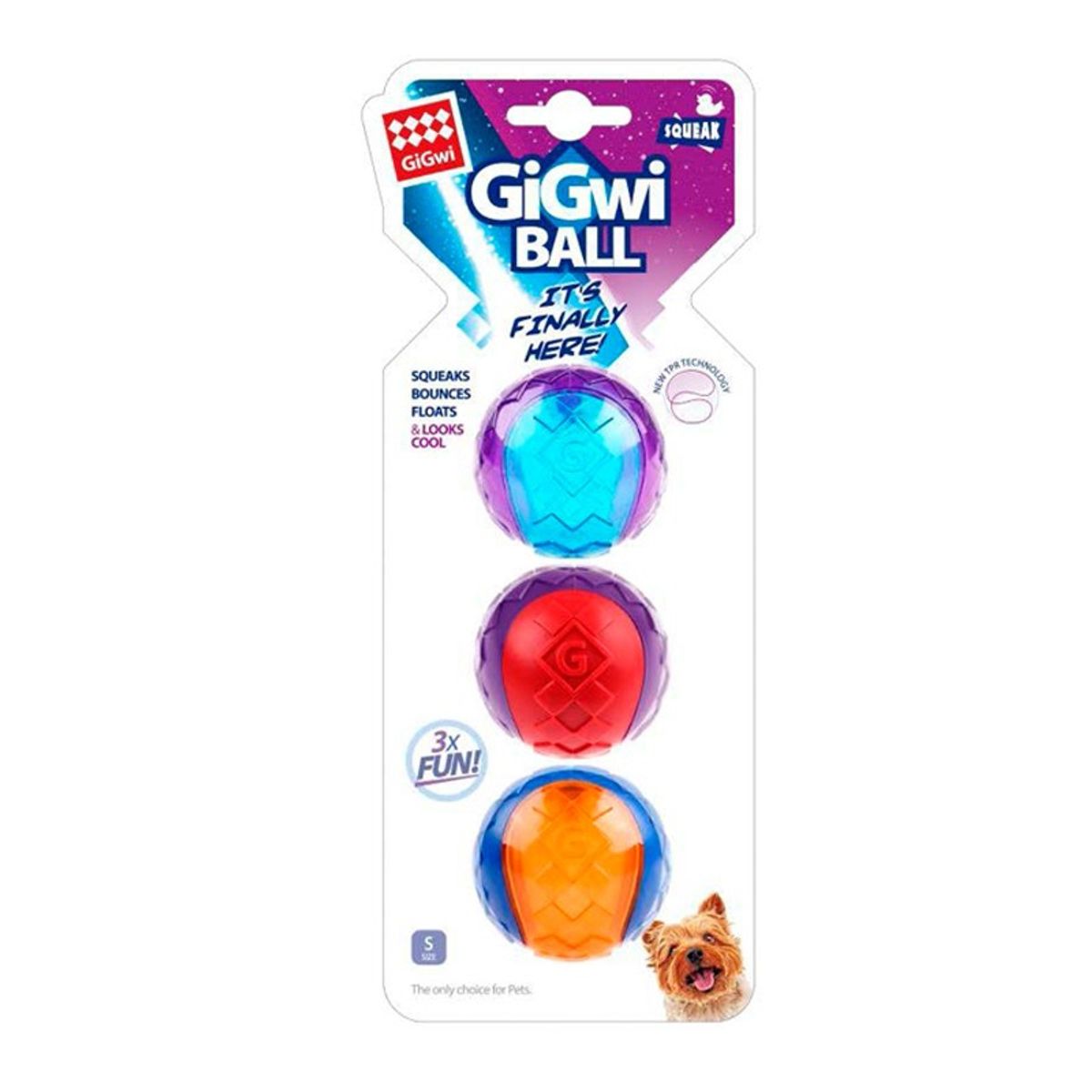 GIGWI - Pack Pelotas Gigwi Sonido Talla Small 3 unidades para Perro