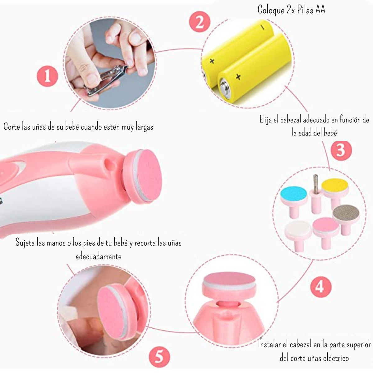 GENERICO - Limador de uñas eléctrico para bebé