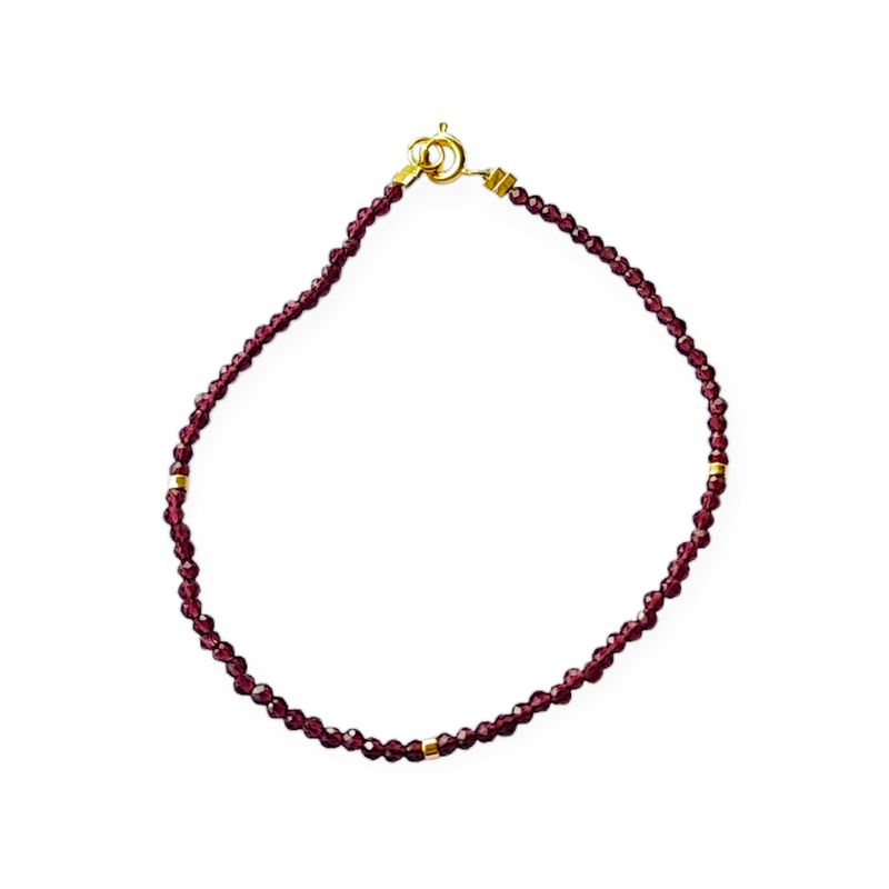 ANDREA COGGIOLA JOYAS - Pulsera Cristal Morado Oscuro Mostacillas Enchapado Oro 18K