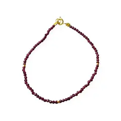 COGGIOLA - Pulsera Cristal Morado Oscuro Mostacillas Enchapado Oro 18K