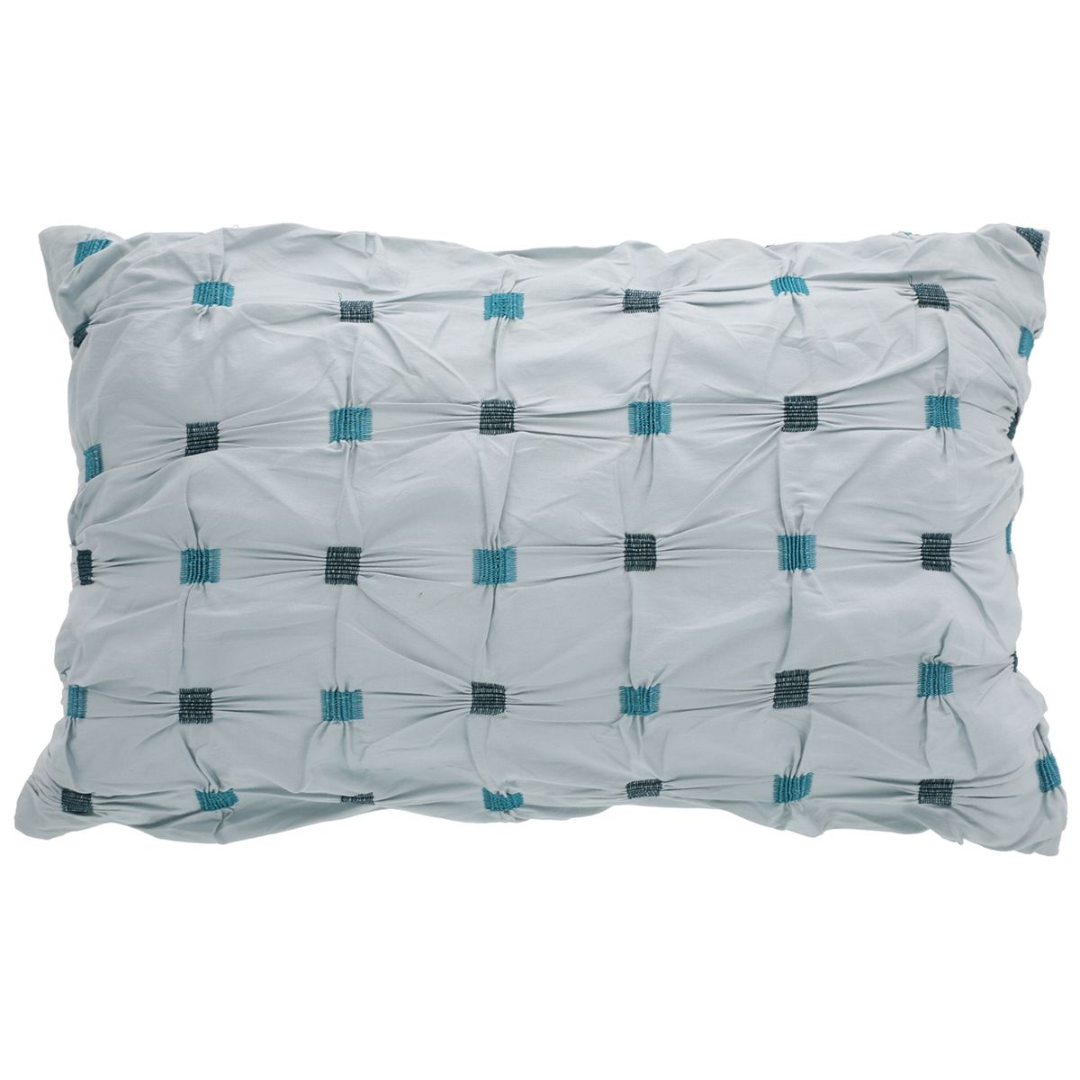 SUEÑO BLANCO - COJIN CAPITONE VERDE AGUA  30X50 CM