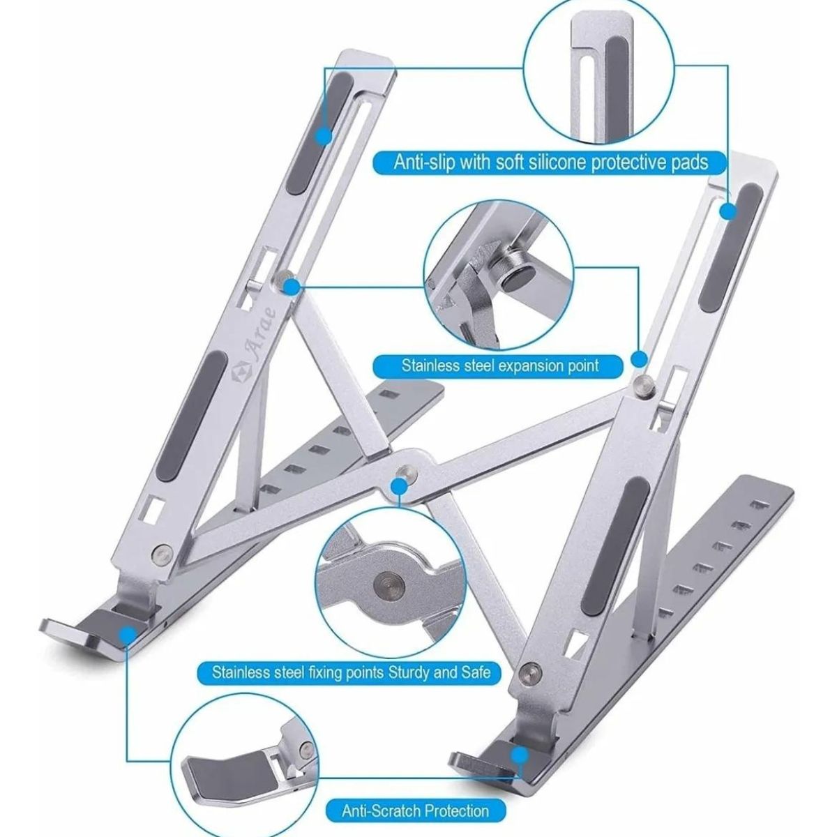 GENERICO - Alzador Aluminio Notebook Plegable Soporte Elevador