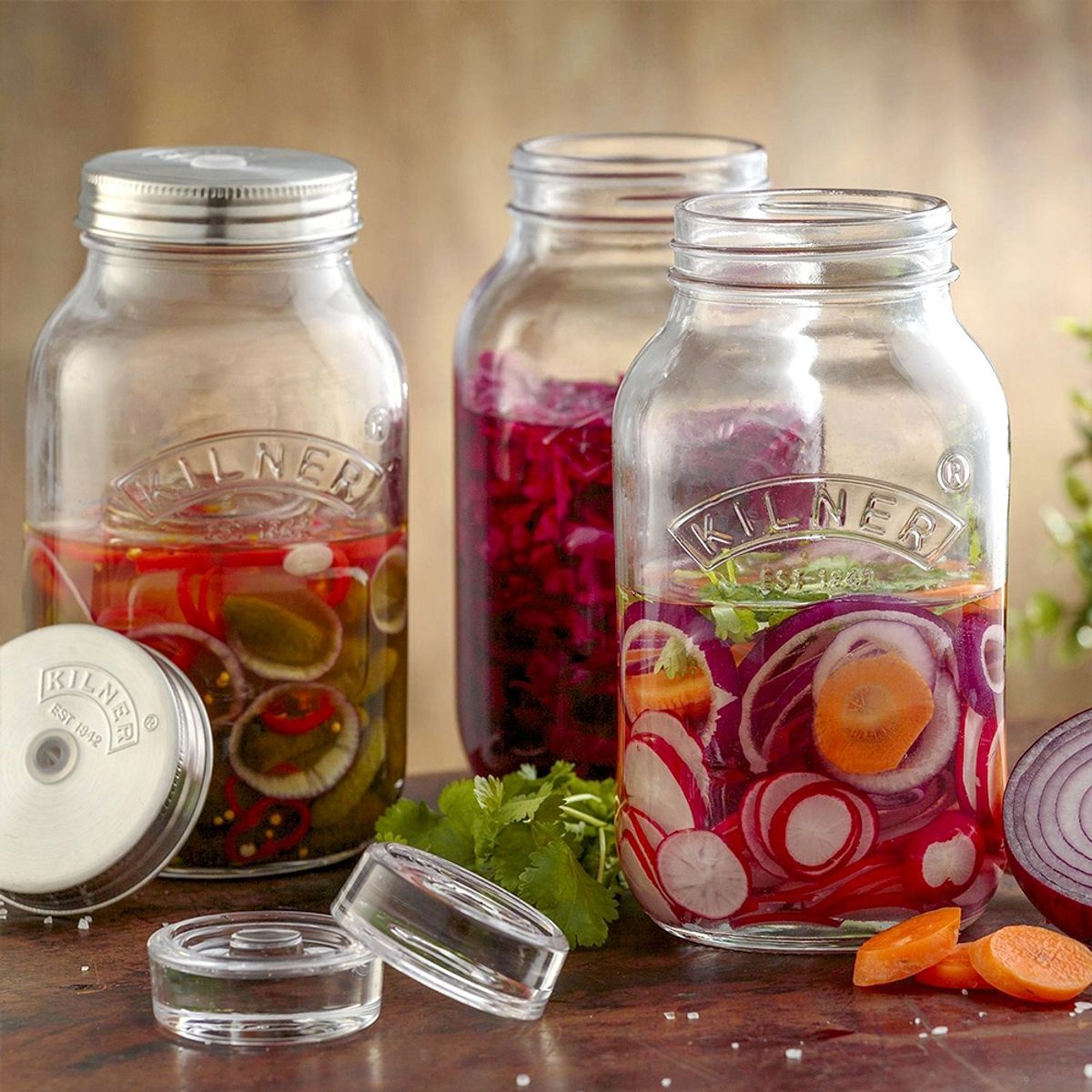 KILNER - SET 2 FRASCOS 1 LT PARA FERMENTAR